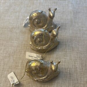 Gold Snail Holiday Ornament Set of 3